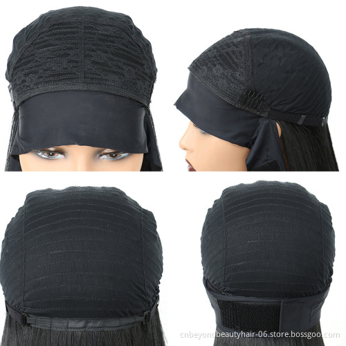 Headband Wigs for Black Women Black Straight Wig with Headband Long Synthetic Headband Wig